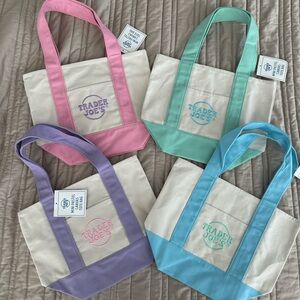 Mini Trader Joe’s Canvas Tote Bag Full Set - Pink, Purple, Green, Blue